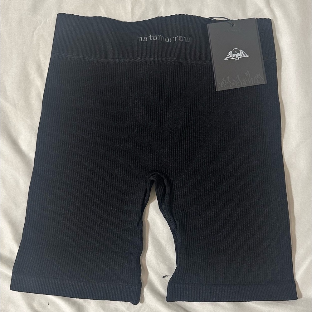 Civil Regime x No Tomorrow Women’s Black Ribbed Biker Shorts Size Small
